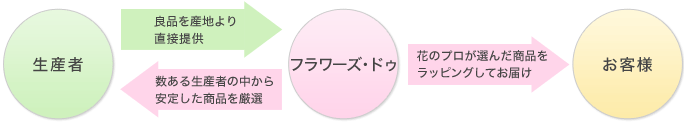 市場仕入れでも産地直送でもない、フラワーズ･ドゥのオリジナルです