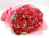 ◆バラ（薔薇）の花束◆ピンク３１本　かすみ草付き