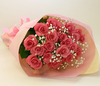 バラの花束◆ピンク１７本　かすみ草付き