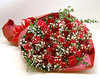 ◆バラ（薔薇）の花束◆レッド・ピンクMIX６０本　かすみ草付き