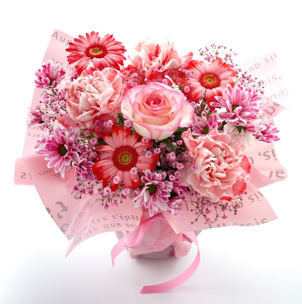 ピンクの花　還暦祝いフラワーアレンジメント