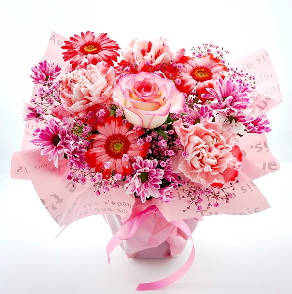 ピンクの花　結婚記念日のフラワーアレンジメント