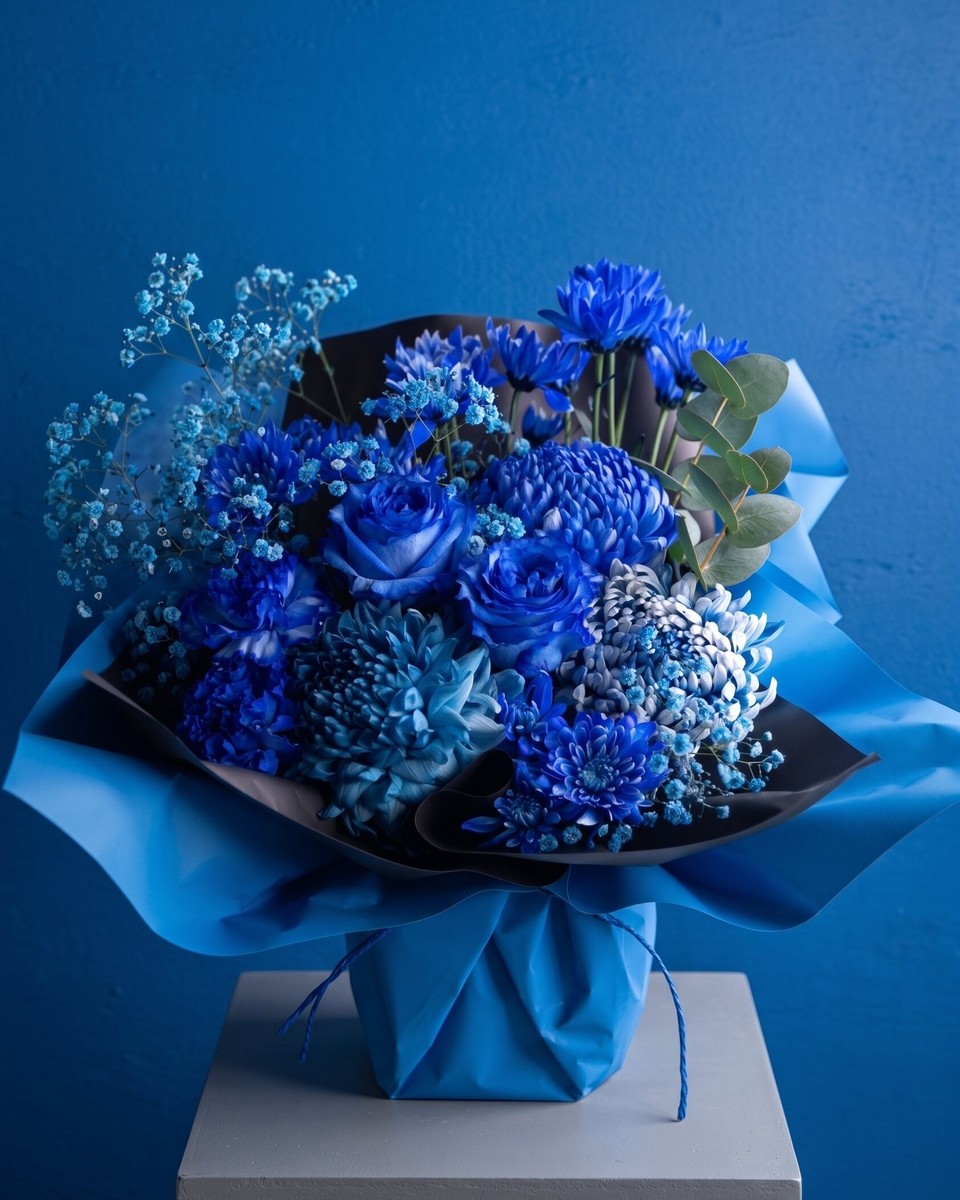 個展、出展お祝い花 -LOVERY BLUE