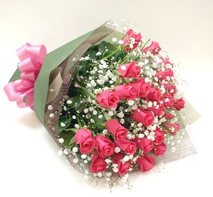 造花ピンクの薔薇５本・ばら売りなら ２本か３本でお選び下さい pinkrose77.jpg
